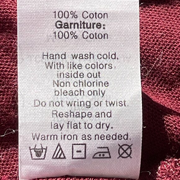 Burgundy Lace Crochet Hem Long Sleeve Cotton Top J.Crew Size S Vintage Style - Picture 10 of 11